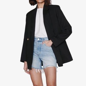 Anine Bing Kit High Rise Denim Shorts Easy Blue NWT